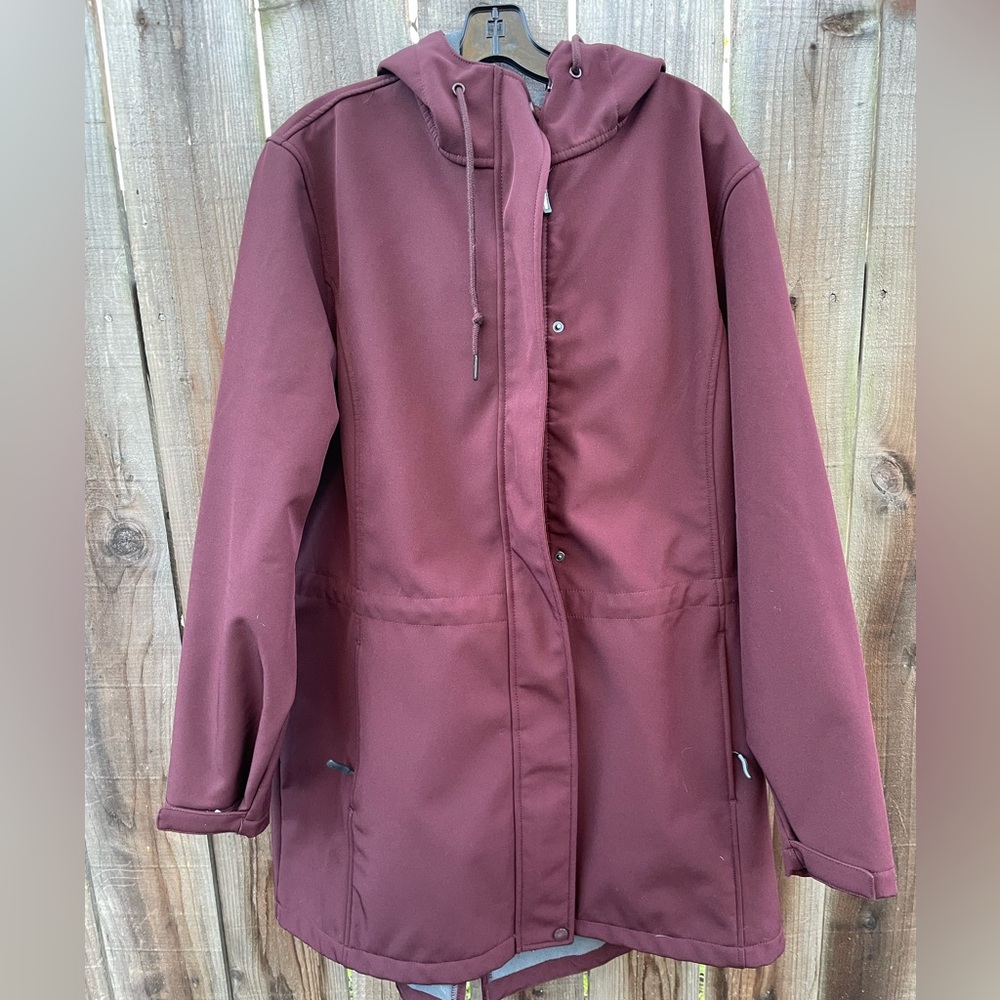 Outdoor Ventures Fleece Lined Women's Burgundy Hooded Coat XXL - Picture 11 of 11